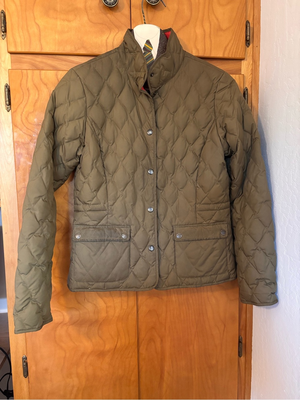 Eddie Bauer Olive Quilted Diamond-Pattern Jacket